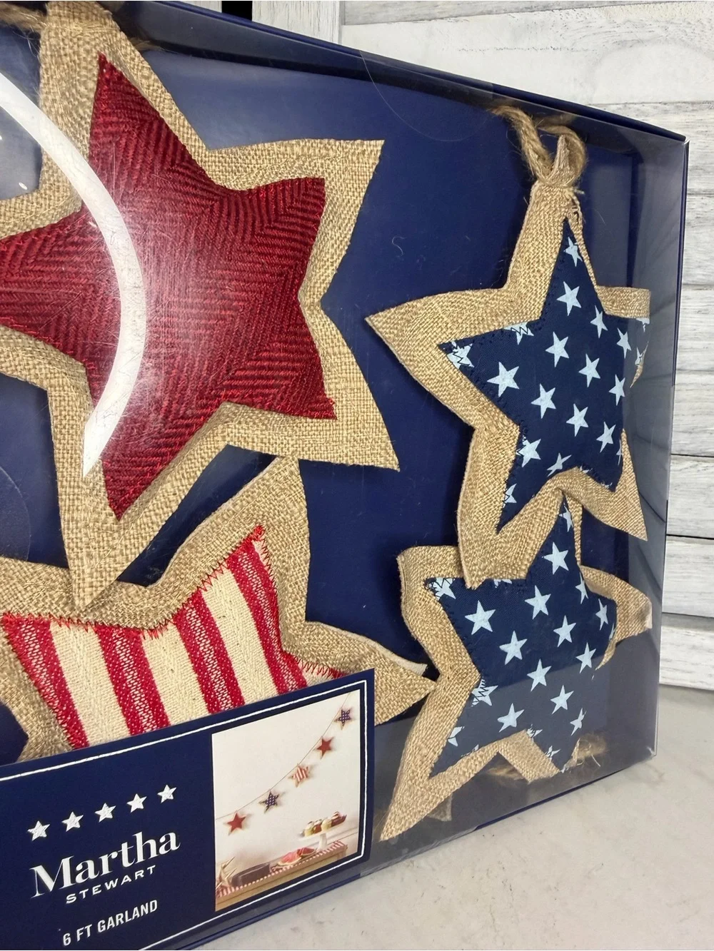 Martha Stewart Red, Navy & Natural Star Garland